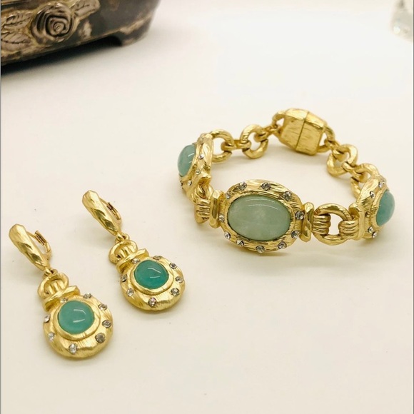 Chrysoprase green Modern vintage Demi Parure set - Picture 1 of 10